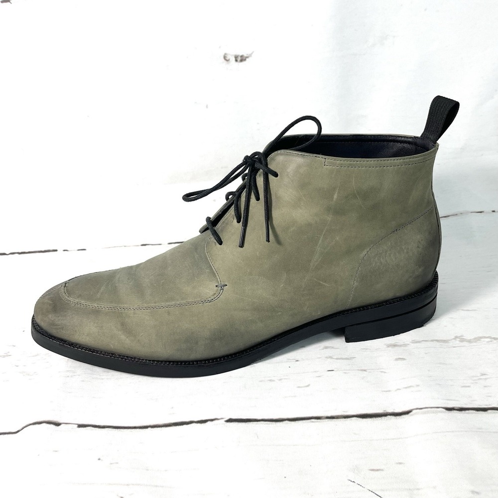 Cole Haan Wagner Boots Men's 13M Gray Chukka Apron Toe Leather‎ Waterproof